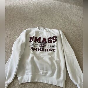 Champion White Crewneck Sweater with Collegiate Style